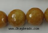 CYJ329 15.5 inches 20mm faceted round yellow jade beads wholesale