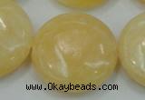 CYJ52 15.5 inches 30mm flat round yellow jade gemstone beads wholesale