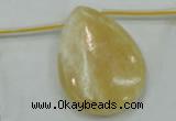 CYJ56 30*40mm top-drilled flat teardrop yellow jade gemstone beads