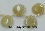 CYJ57 15*15mm top-drilled flat teardrop yellow jade gemstone beads