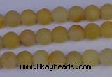 CYJ600 15.5 inches 4mm round matte yellow jade beads wholesale