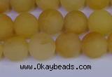 CYJ603 15.5 inches 10mm round matte yellow jade beads wholesale