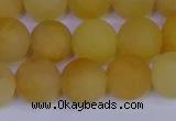 CYJ604 15.5 inches 12mm round matte yellow jade beads wholesale