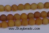 CYJ610 15.5 inches 4mm round matte yellow jade beads wholesale