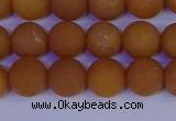 CYJ612 15.5 inches 8mm round matte yellow jade beads wholesale