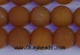 CYJ614 15.5 inches 12mm round matte yellow jade beads wholesale