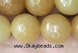 CYJ634 15.5 inches 12mm faceted round yellow jade beads wholesale