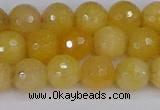 CYJ640 15.5 inches 8mm faceted round yellow jade beads wholesale