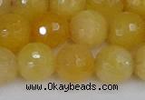 CYJ642 15.5 inches 12mm faceted round yellow jade beads wholesale