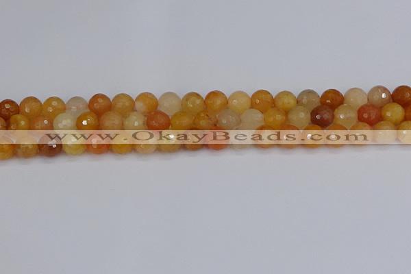 CYJ647 15.5 inches 8mm faceted round mixed yellow jade beads