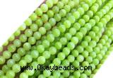 CYJ685 15 inches 4mm round dyed yellow jade beads wholesale