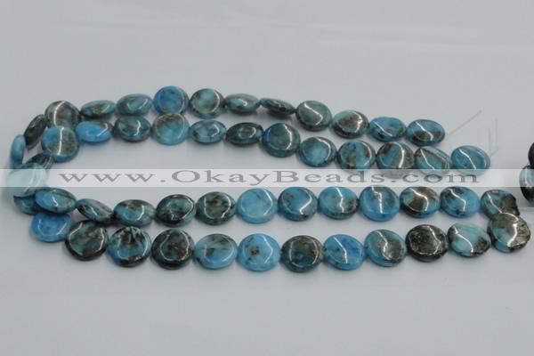 CYQ58 15.5 inches 16mm flat round dyed pyrite quartz beads wholesale