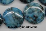 CYQ75 15.5 inches 25mm flat round dyed pyrite quartz beads wholesale