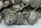 CZJ14 16 inches 16*16mm flat teardrop zebra jasper gemstone beads