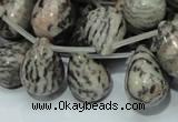 CZJ18 16 inches 13*18mm teardrop zebra jasper gemstone beads wholesale