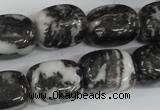 CZJ235 15.5 inches 13*18mm nugget black & white zebra jasper beads