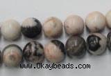 CZJ405 15.5 inches 14mm round pink zebra jasper beads wholesale