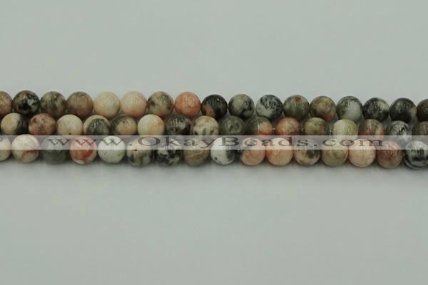 CZJ552 15.5 inches 8mm round pink zebra jasper beads wholesale