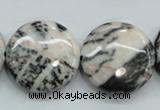 CZJ56 16 inches 25mm flat round zebra jasper gemstone beads wholesale