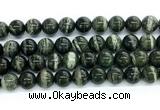 CZJ574 15.5 inches 12mm round green zebra jasper gemstone beads