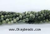 CZJ581 15.5 inches 6mm faceted round green zebra jasper gemstone beads