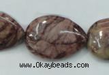 CZJ83 16 inches 22*30mm flat teardrop red zebra jasper beads wholesale