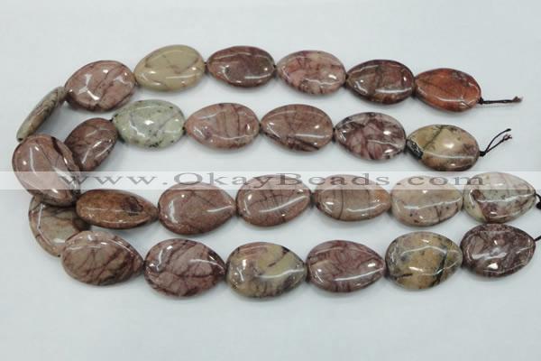 CZJ83 16 inches 22*30mm flat teardrop red zebra jasper beads wholesale