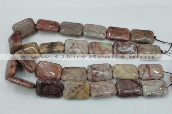 CZJ87 16 inches 22*30mm rectangle red zebra jasper beads wholesale