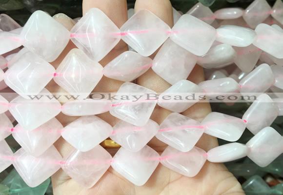 DOBS02 15 inches 15mm diamond rose quartz gemstone beads wholesale