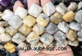 DOBS09 15 inches 15mm diamond yellow crazy agate gemstone beads wholesale