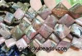 DOBS16 15 inches 15mm diamond black veined rhodonite gemstone beads wholesale