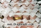 FGBS09 15 inches 12mm faceted Four leaf clover white crystal beads