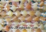 FGBS10 15 inches 12mm faceted Four leaf clover yellow aventurine beads