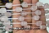 FGBS100 15 inches 10mm carved skull rose quartz beads wholesale