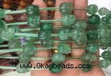 FGBS103 15 inches 10mm carved skull green strawberry quartz beads wholesale