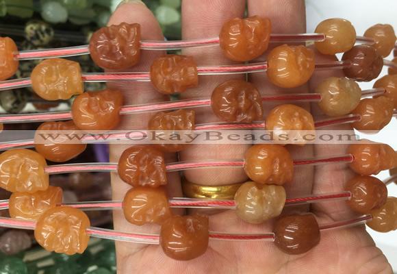 FGBS104 15 inches 10mm carved skull red aventurine beads wholesale