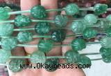 FGBS121 15 inches 12mm carved skull green strawberry quartz beads wholesale