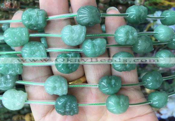 FGBS123 15 inches 12mm carved skull green aventurine beads wholesale