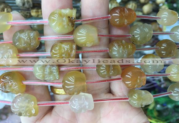 FGBS127 15 inches 12mm carved skull red agate beads wholesale