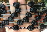 FGBS129 15 inches 12mm carved skull black obsidian beads wholesale