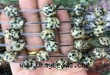 FGBS130 15 inches 12mm carved skull dalmatian jasper beads wholesale