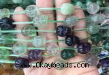 FGBS131 15 inches 12mm carved skull fluorite beads wholesale