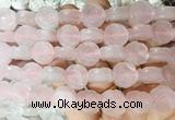 FGBS139 15 inches 14mm carved rose flower rose quartz beads