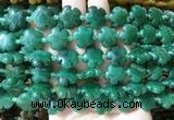 FGBS163 15 inches 15mm carved five petal flower green aventurine beads wholesale