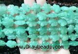 FGBS164 15 inches 15mm carved five petal flower green aventurine beads wholesale