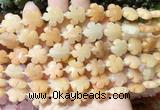 FGBS168 15 inches 15mm carved five petal flower pink aventurine beads wholesale