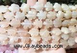 FGBS169 15 inches 15mm carved five petal flower pink aventurine beads wholesale