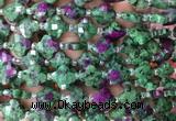 FGBS19 15 inches 12mm faceted Four leaf clover synthetic ruby zoisite beads