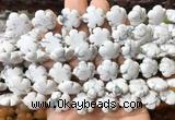 FGBS190 15 inches 15mm carved five petal flower white howlite beads wholesale