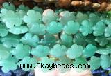 FGBS196 15 inches 20mm carved 5 petal flower green aventurine beads wholesale